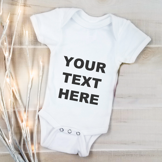 Babygrow Custom Print Text White