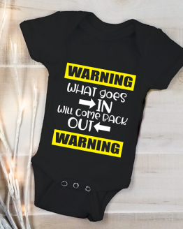 Warning In Out Baby Grow
