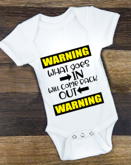 Warning In Out Baby Grow