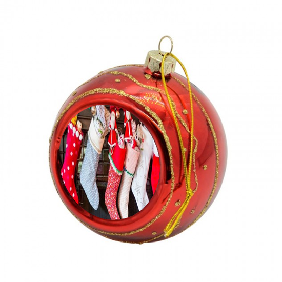 Christmas Bauble Glitter Red Custom Printed