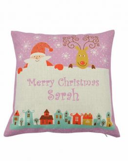 Christmas Cushion Cover Pink Custom Printed