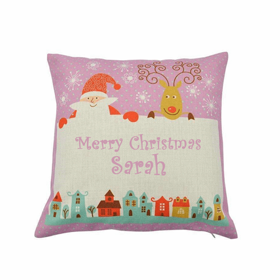 Christmas Cushion Cover Pink Custom Printed
