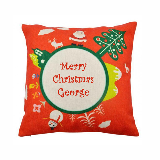 Christmas Cushion Cover Red Custom Printed