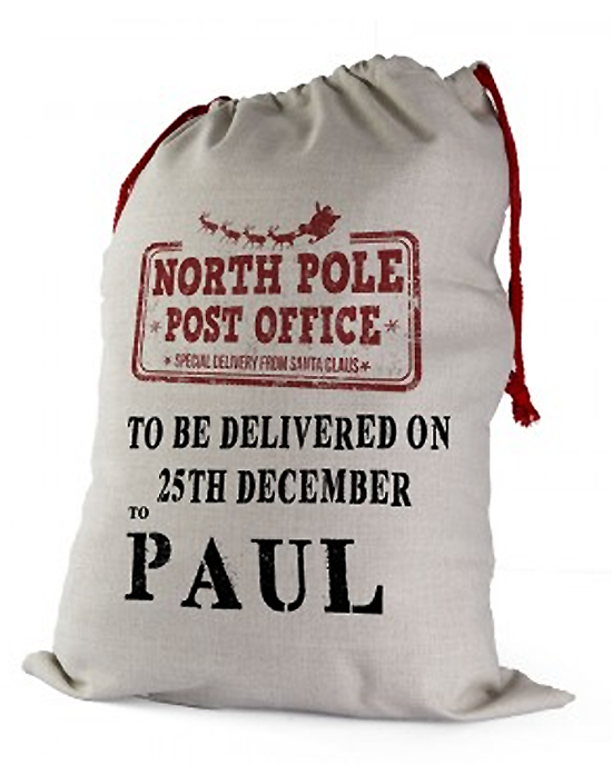 Santa Sack (White) Custom Printed